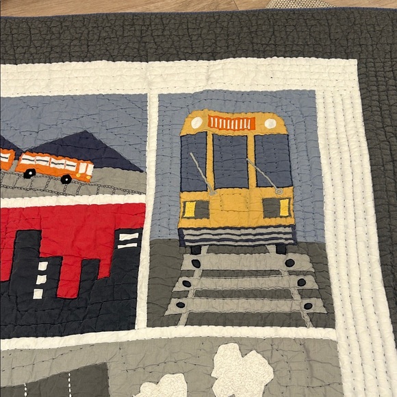 Pottery Barn Kids Transportation Quilt Multicolor Navy Blue Cotton PBK - Picture 8 of 11